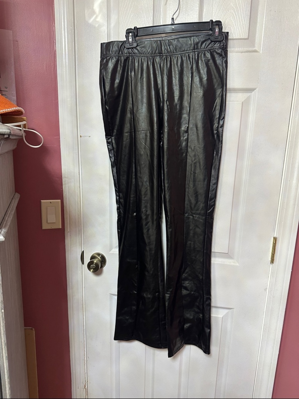Black Faux Leather Wide-Leg Pants